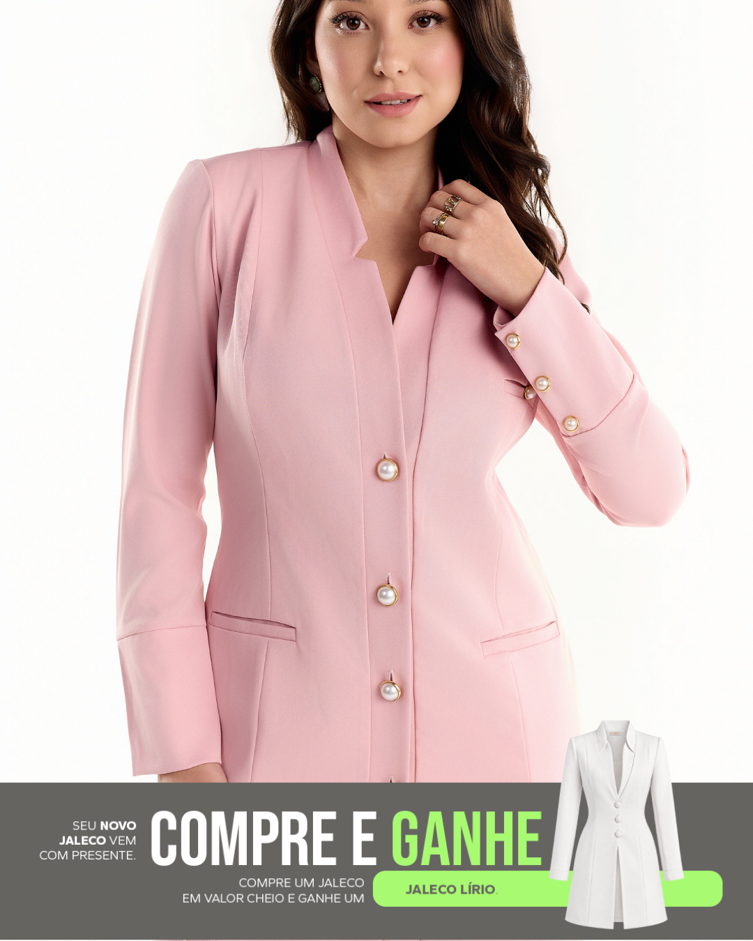 COMPRE Jaleco Deniz Candy Color & GANHE Jaleco Lírio Branco