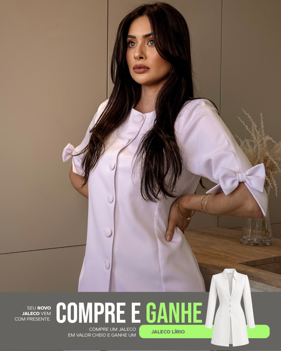 COMPRE Jaleco Fabuous Manga 7/8 & GANHE Jaleco Lírio Branco