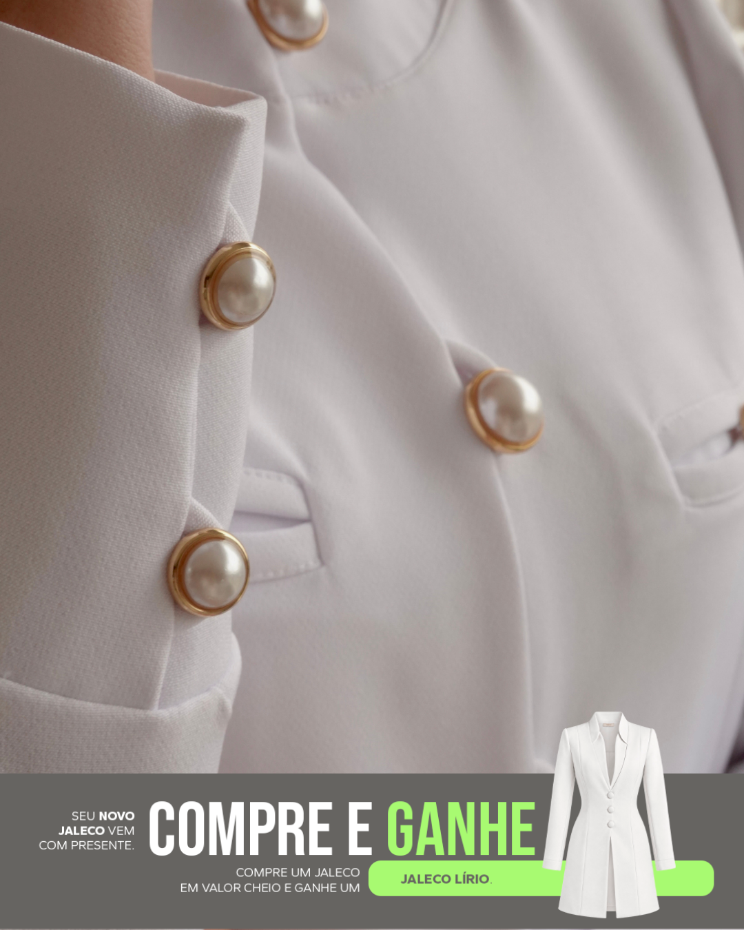 COMPRE Jaleco Gizele & Ganhe Jaleco Lírio Branco
