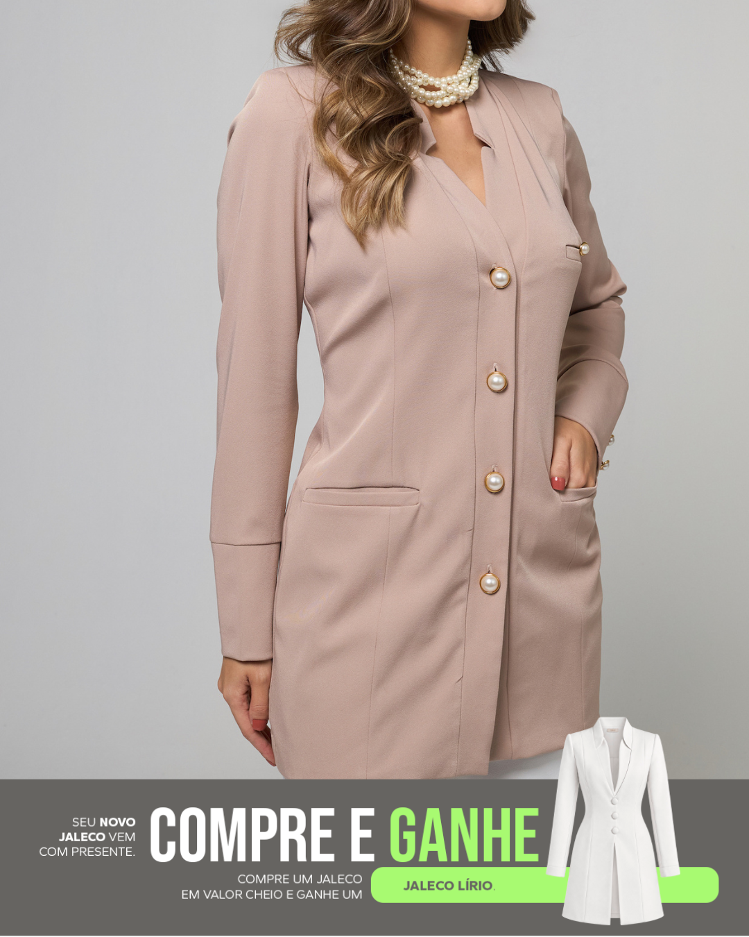 COMPRE Jaleco Deniz & Ganhe Jaleco Lírio Branco