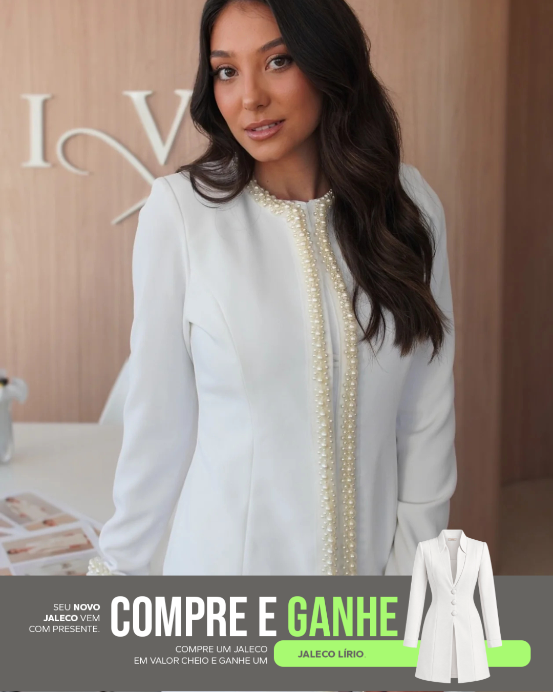 COMPRE Jaleco Glam & Ganhe Jaleco Lírio Branco