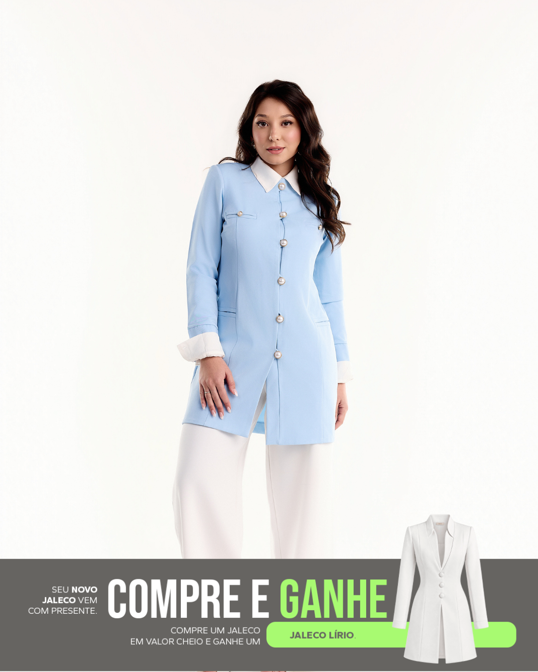 COMPRE Jaleco Gizele Candy Color & GANHE Jaleco Lírio Branco