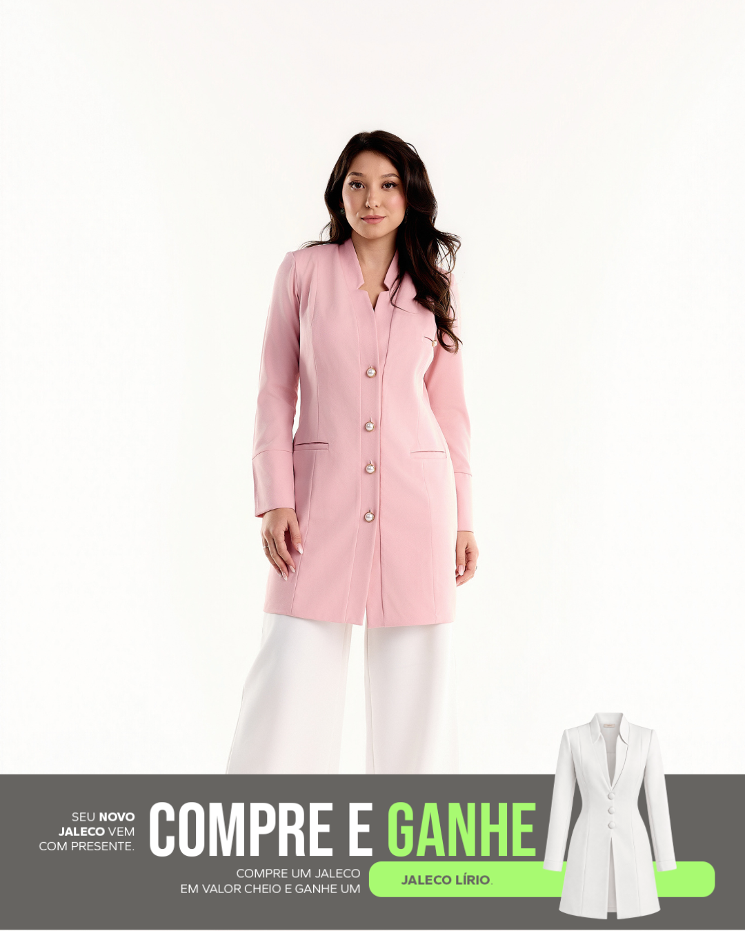 COMPRE Jaleco Deniz Candy Color & GANHE Jaleco Lírio Branco