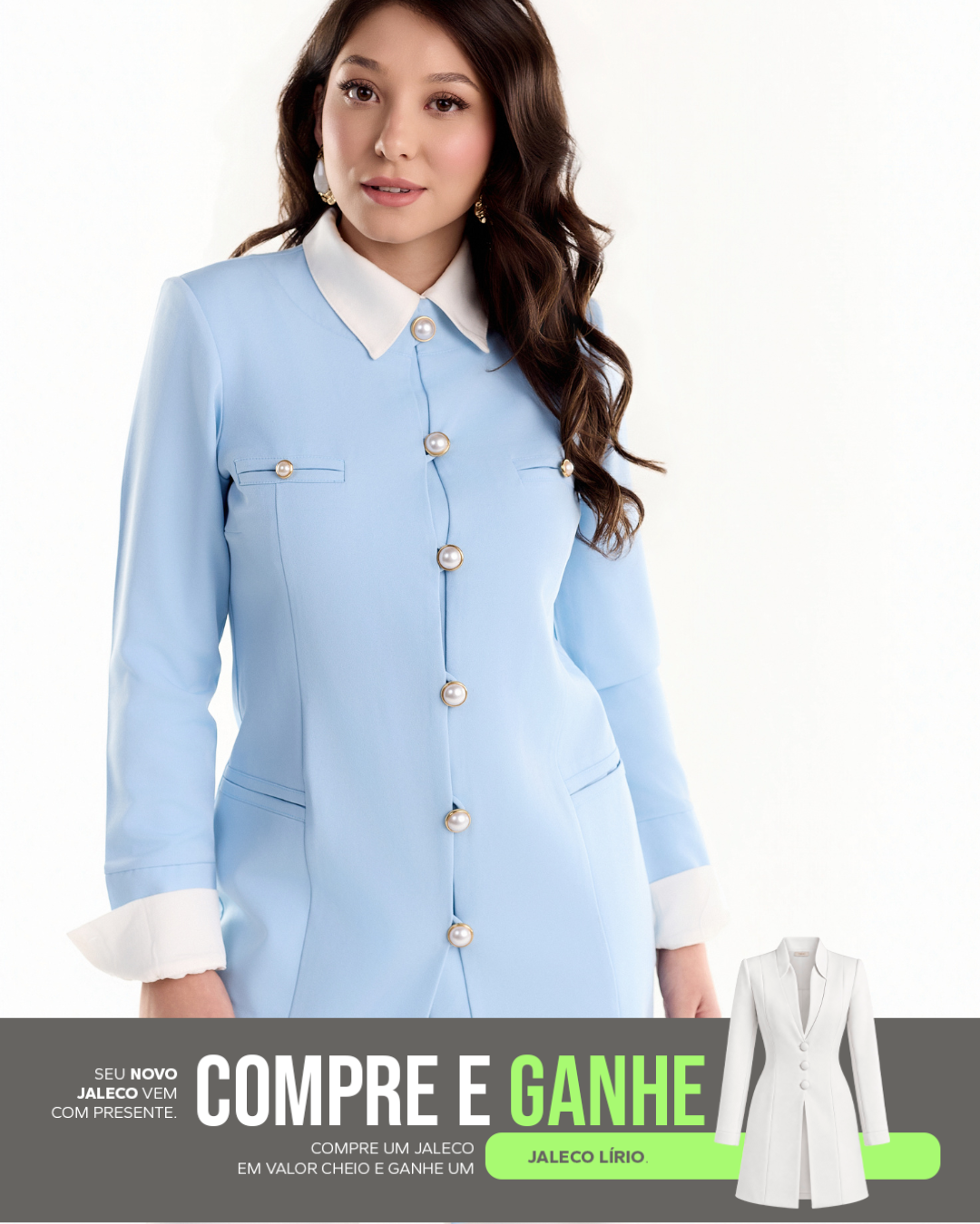 COMPRE Jaleco Gizele Candy Color & GANHE Jaleco Lírio Branco