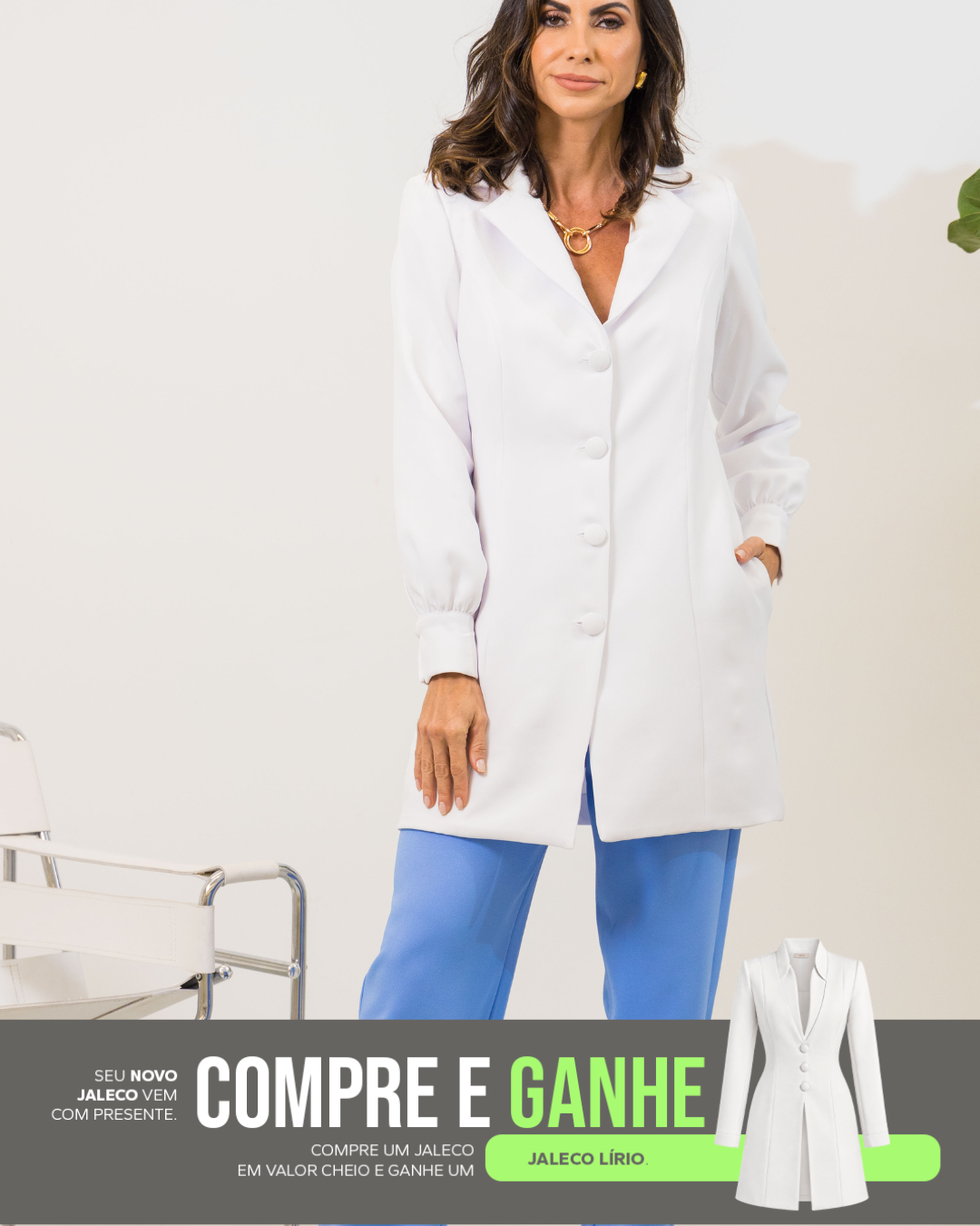 COMPRE Jaleco Amarílis & GANHE Jaleco Lírio Branco