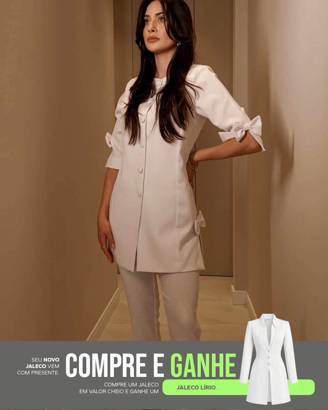 COMPRE Jaleco Fabuous Manga 7/8 & GANHE Jaleco Lírio Branco