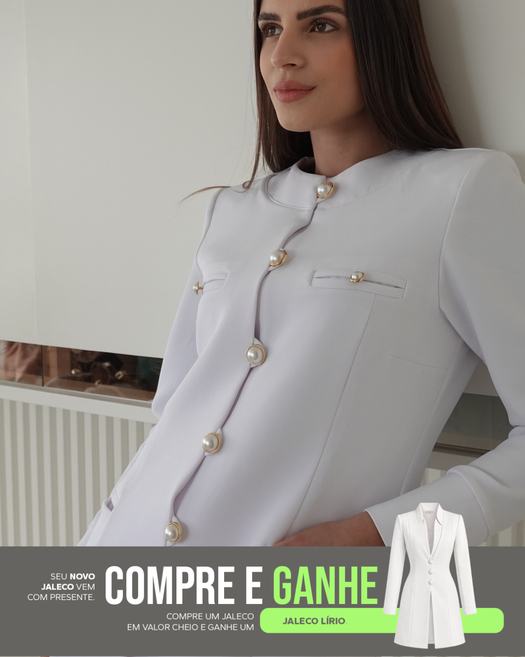 COMPRE Jaleco Gizele & Ganhe Jaleco Lírio Branco
