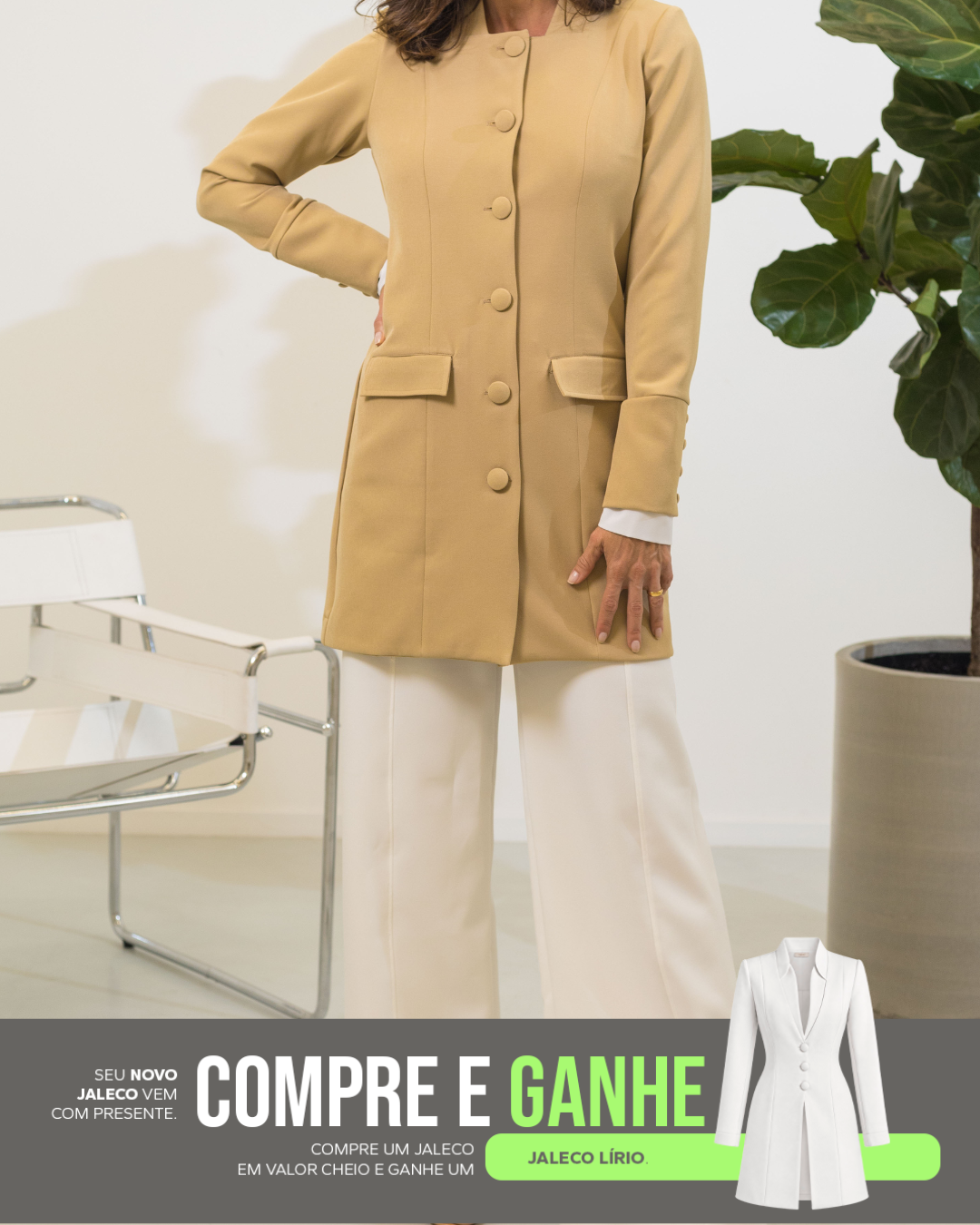 COMPRE Jaleco Jasmin & GANHE Jaleco Lírio Branco