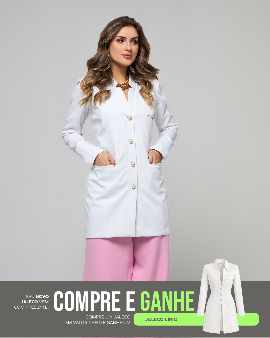 COMPRE Jaleco Deniz & Ganhe Jaleco Lírio Branco