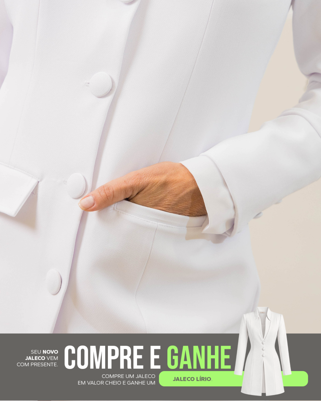 COMPRE Jaleco Jasmin & GANHE Jaleco Lírio Branco