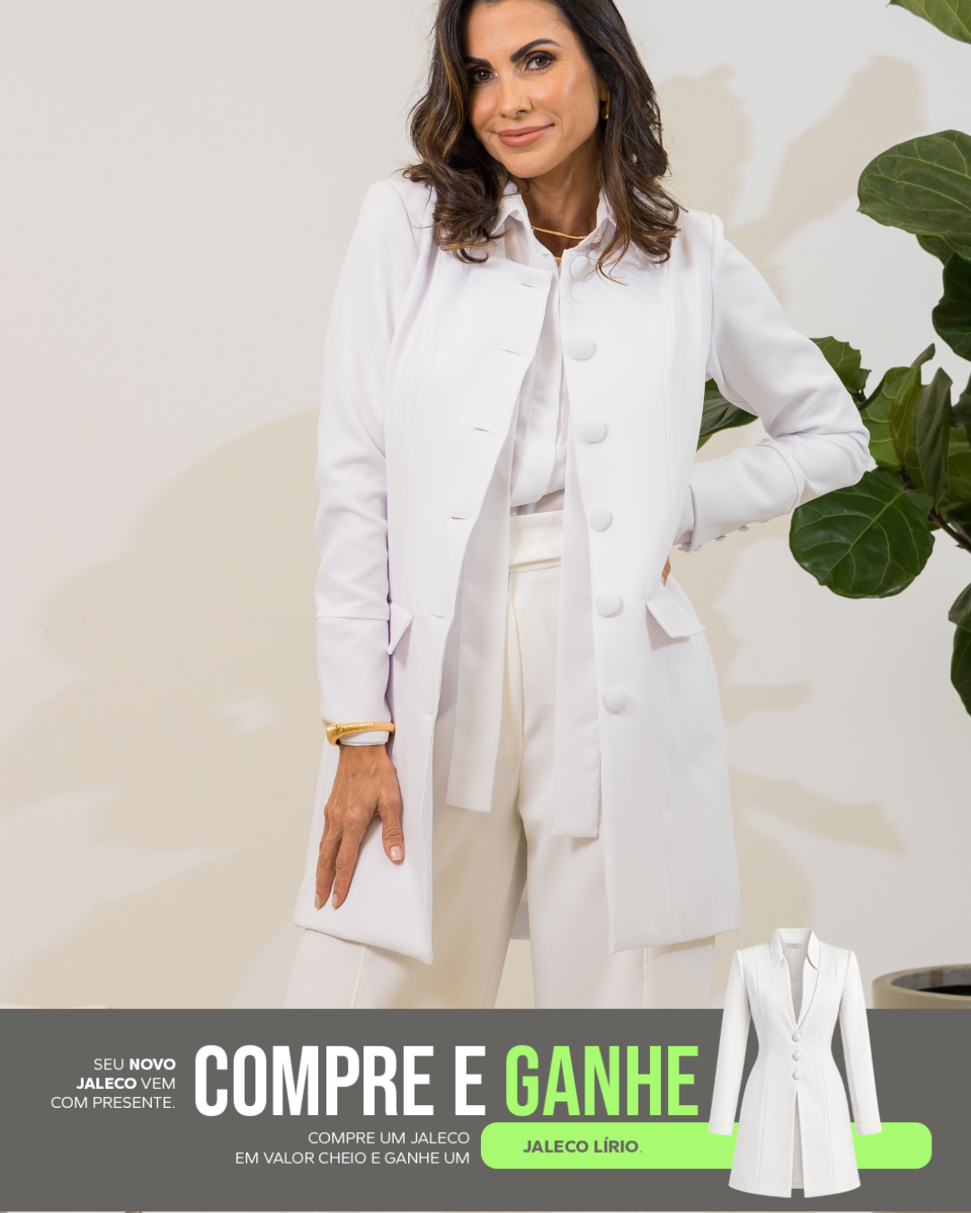 COMPRE Jaleco Jasmin & GANHE Jaleco Lírio Branco