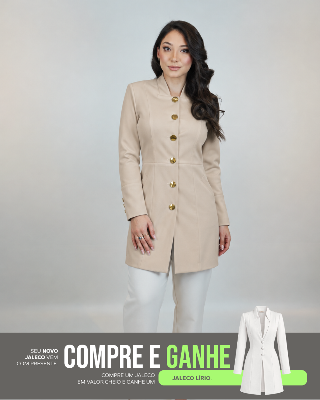 COMPRE Jaleco Hortênsia & GANHE Jaleco Lírio Branco