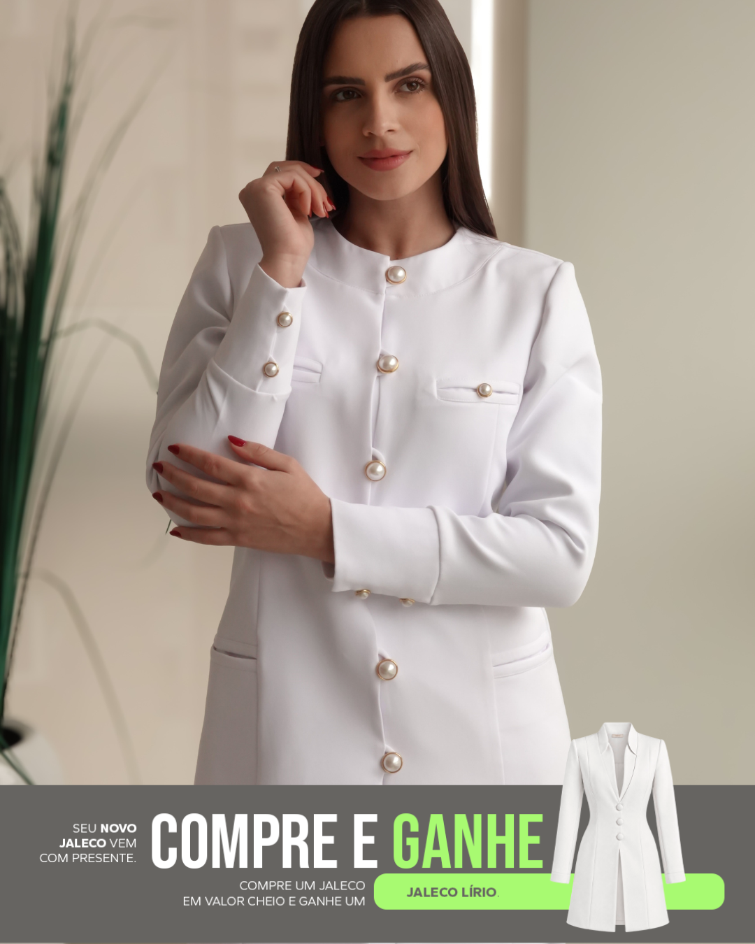 COMPRE Jaleco Gizele & Ganhe Jaleco Lírio Branco