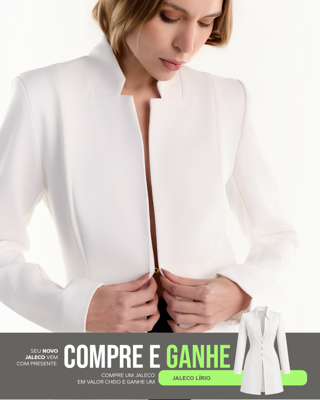 COMPRE Jaleco Samba & GANHE Jaleco Lírio Branco