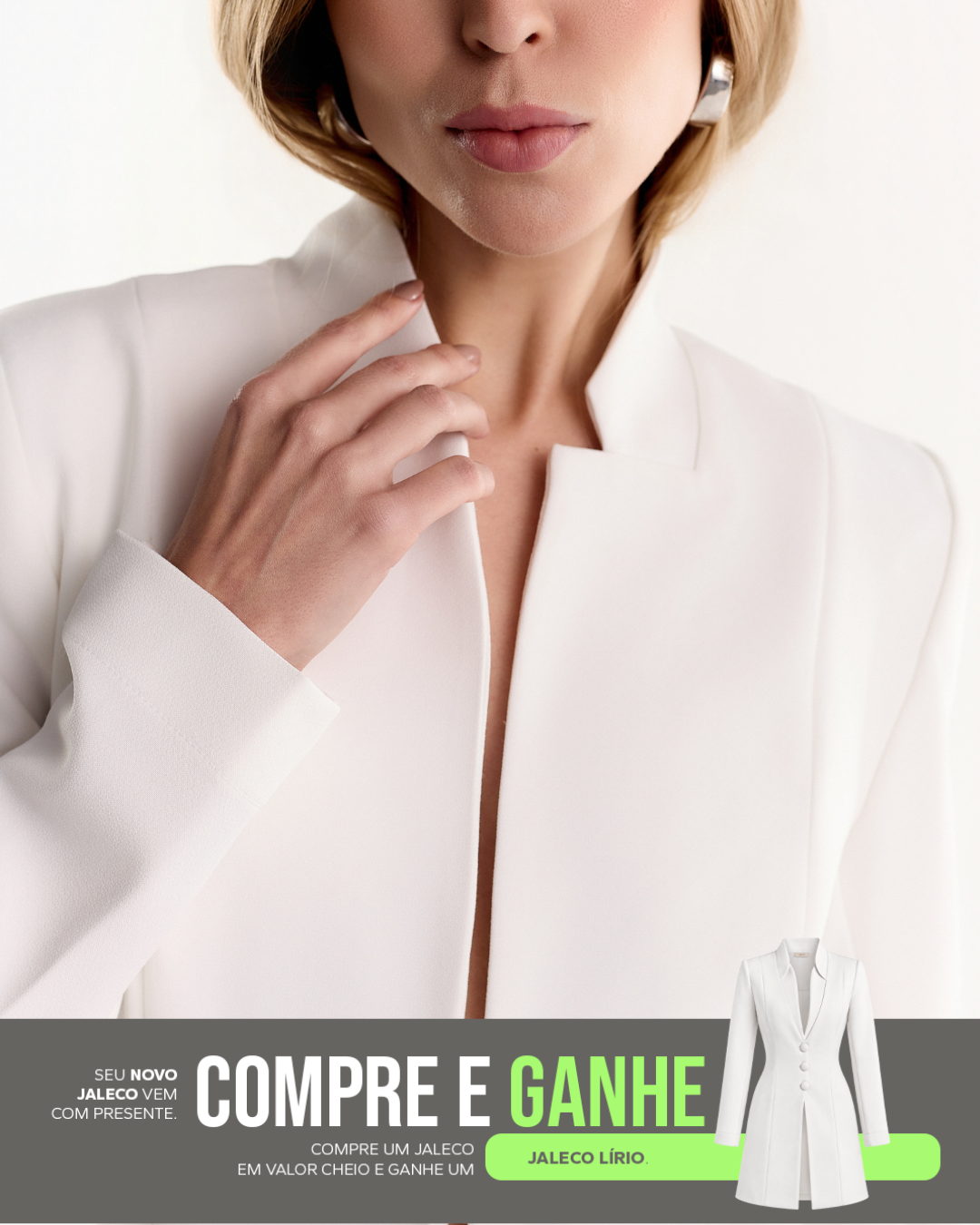 COMPRE Jaleco Samba & GANHE Jaleco Lírio Branco