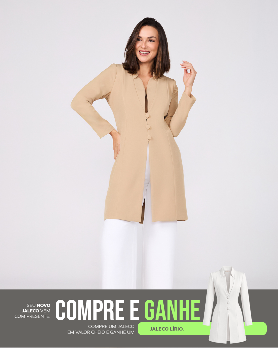 COMPRE Jaleco Rita & GANHE Jaleco Lírio Branco