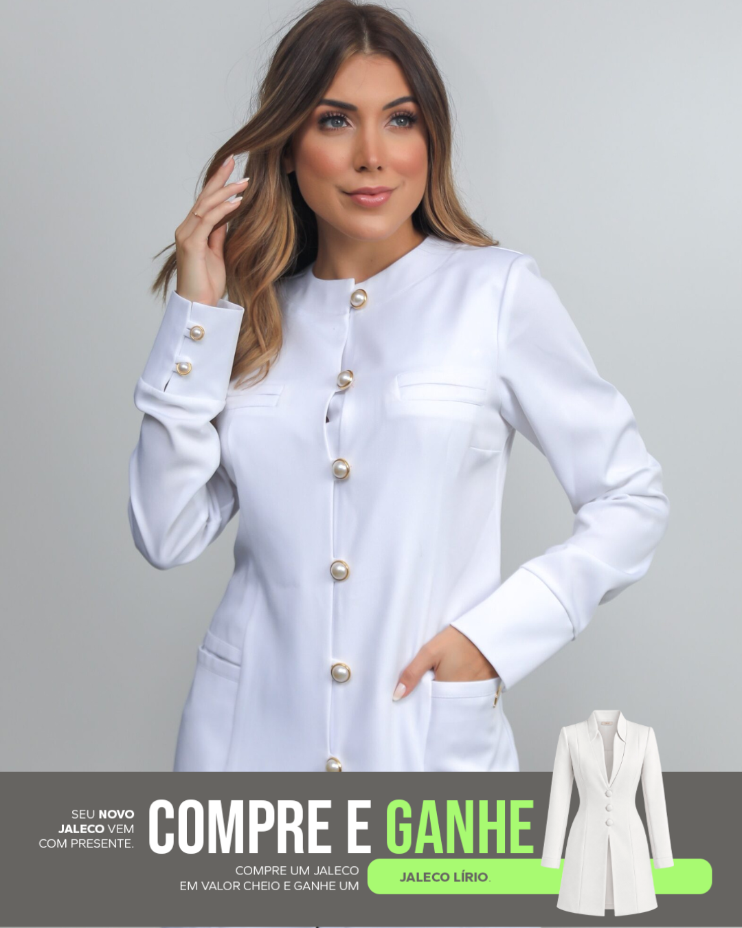 COMPRE Jaleco Gizele & Ganhe Jaleco Lírio Branco