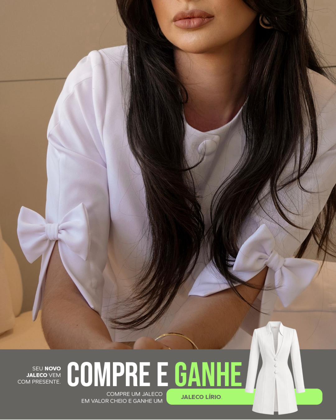 COMPRE Jaleco Fabuous Manga 7/8 & GANHE Jaleco Lírio Branco