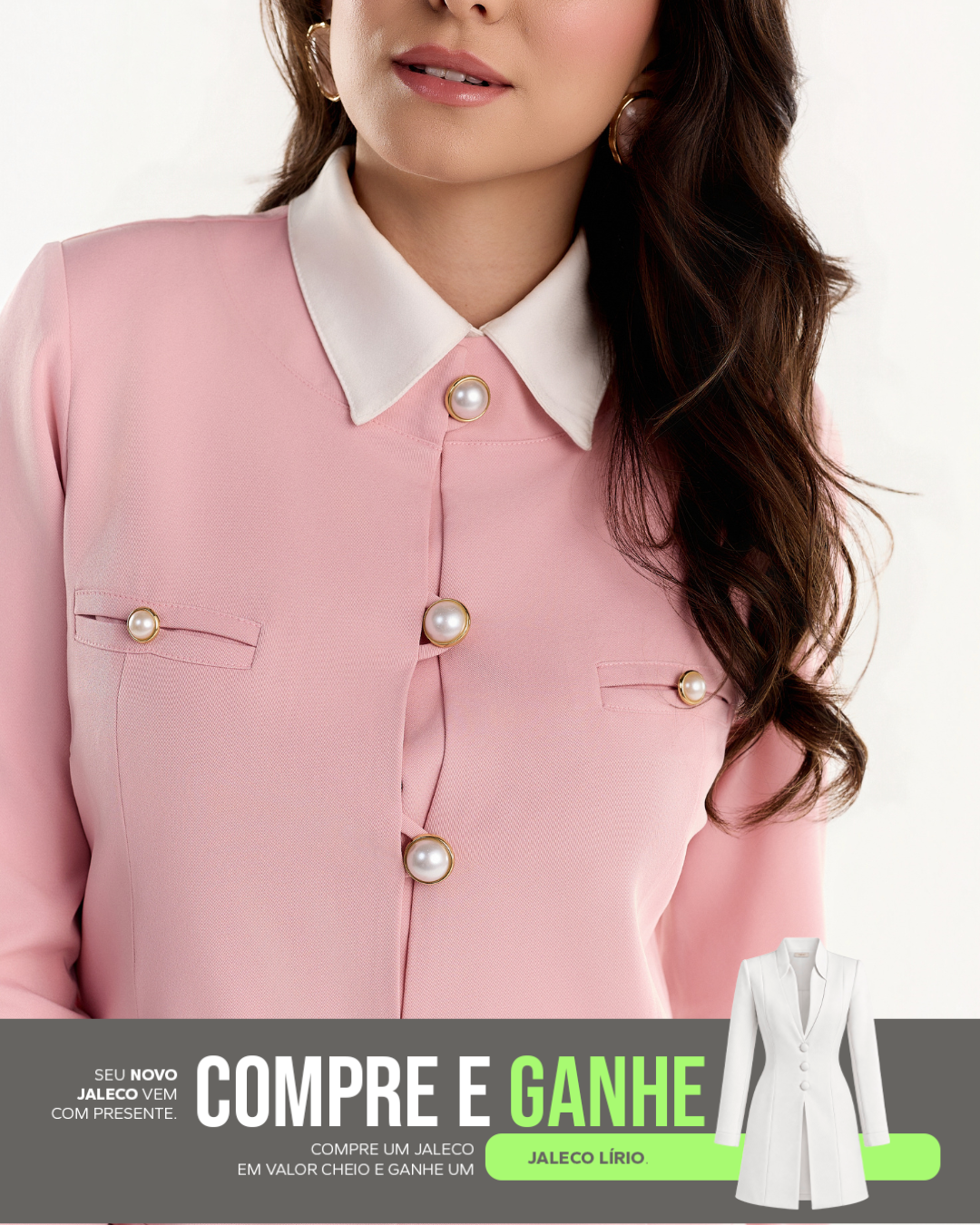 COMPRE Jaleco Gizele Candy Color & GANHE Jaleco Lírio Branco