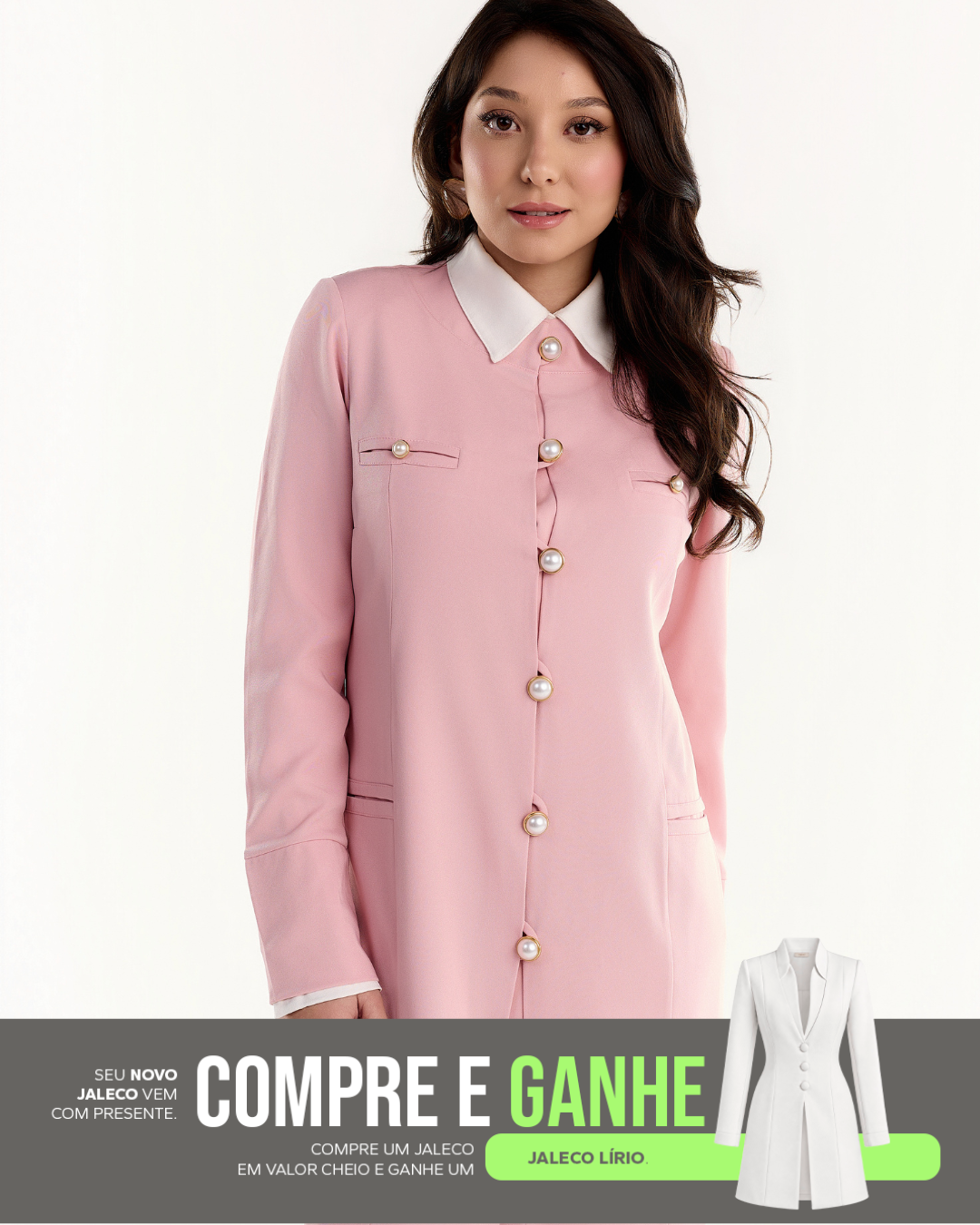 COMPRE Jaleco Gizele Candy Color & GANHE Jaleco Lírio Branco