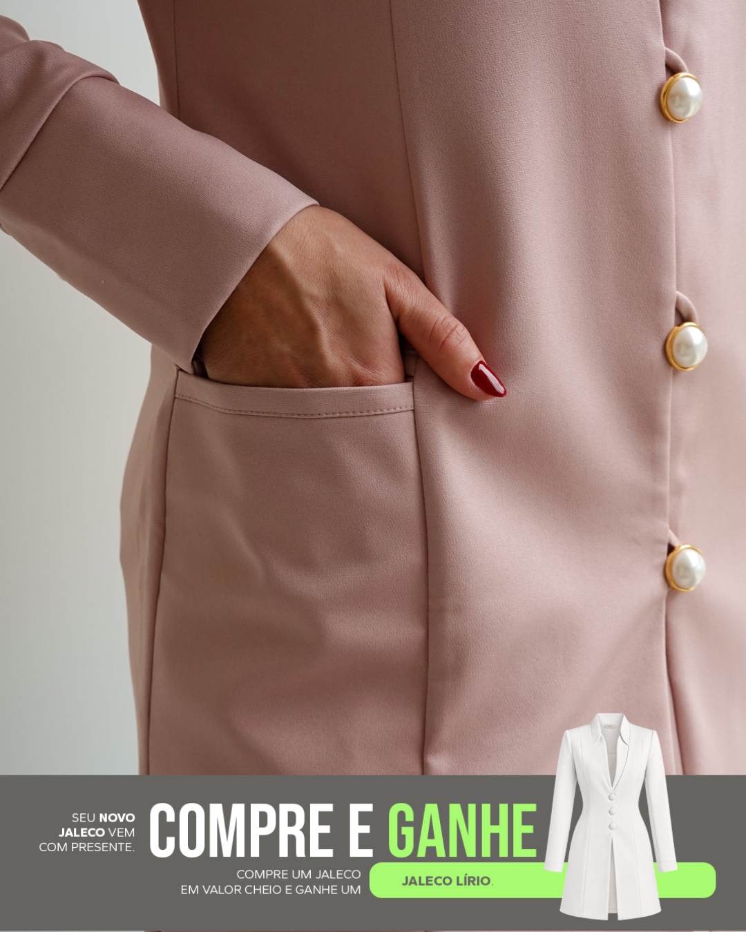 COMPRE Jaleco Gizele & Ganhe Jaleco Lírio Branco