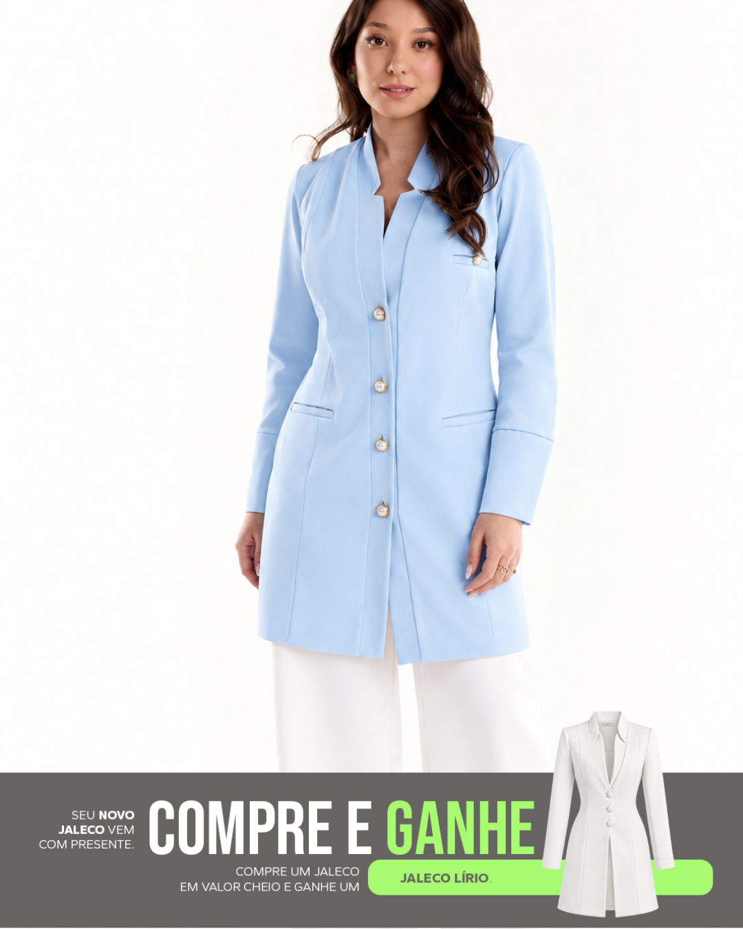 COMPRE Jaleco Deniz Candy Color & GANHE Jaleco Lírio Branco