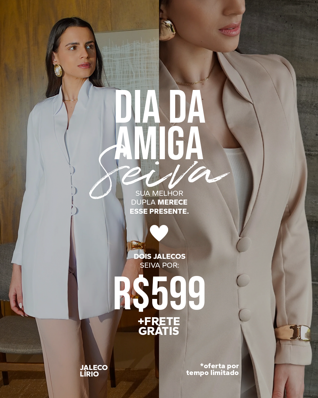 Compre e Ganhe: Jaleco Lirio Branco e Bege